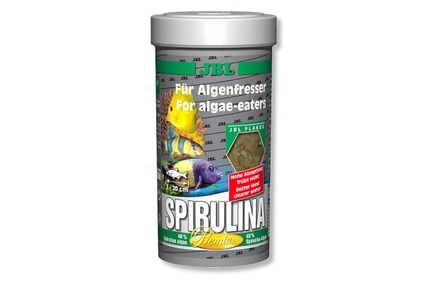 JBL Spirulina Flockenfutter - Hauptfutter für Algenfresser, 250 ml