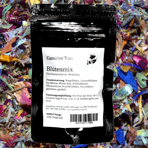 GT Blütenmix, gerebelt | Natürliches Blütenfutter für Garnelen