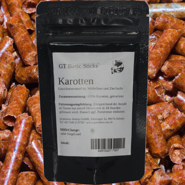 GT Futtersticks Karotte | Natürliches Farbfutter für Garnelen, 150 g