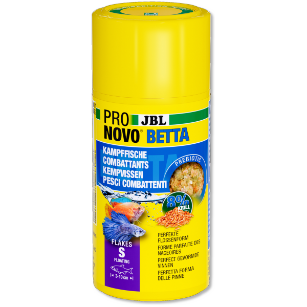JBL Pronovo Betta Flakes S, 100 ml | Prebiotisches Flockenfutter für Kampffische