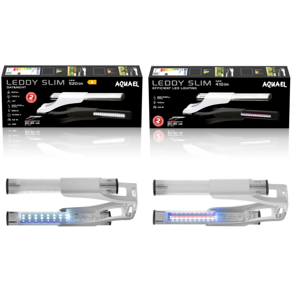 Aquael Leddy Slim 2.0 weiß, Aufstecklampe für 20 - 30 cm breite Aquarien