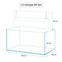 Aquael UltraScape 90 Weißglas Aquarium Snow | 243 l Aquascaping-Aquarium mit weißer LED-Halterung