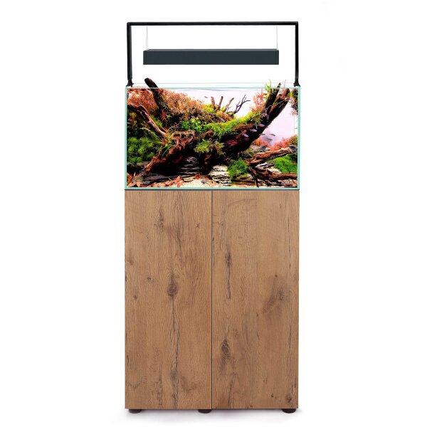 Aquael UltraScape 60 Weißglas Aquarium Kombination Forest | 64 l Set mit dunklem Unterschrank