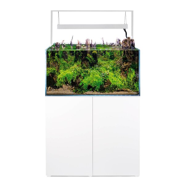 Aquael UltraScape 90 Weißglas Aquarium Kombination Snow | 243 l Set mit weißem Unterschrank