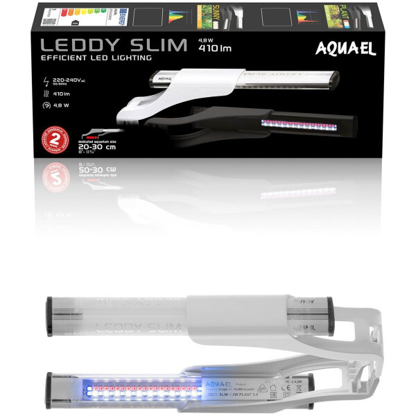 Aquael Leddy Slim Plant 2.0 weiß, Aufstecklampe für 20 - 30 cm breite Aquarien