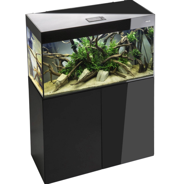Aquael Aquariumset Glossy 100 Kombination Day & Night schwarz | 215 l mit Unterschrank