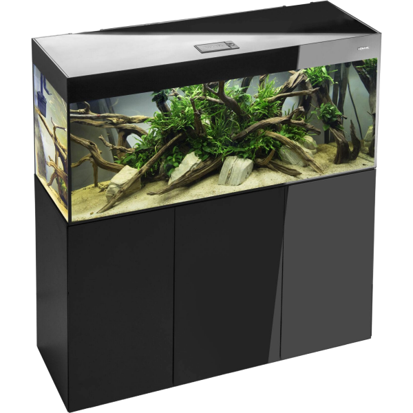 Aquael Aquariumset Glossy 150 Kombination Day & Night schwarz | 405 l mit Unterschrank