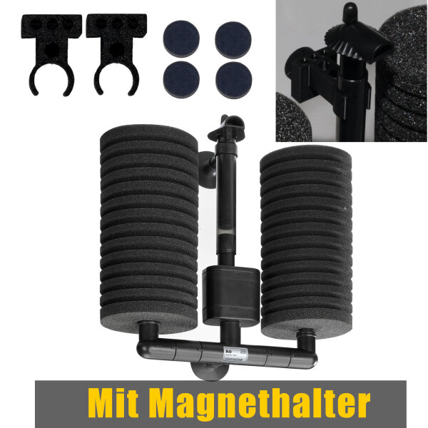 BOB MAXI - Doppel-Bio Schwammfilter mit Pumpe und Magnethalterung