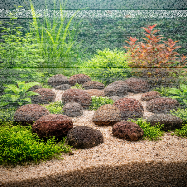 Crater Pebbles braun 20–30 mm | 2 kg Netz Hardscape-Steine für Aquascaping