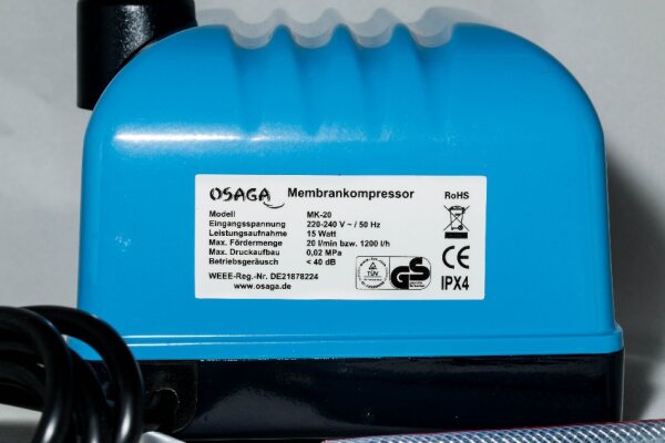 OSAGA (Hailea) Membrankompressor MK-20 1200l/h, 15W