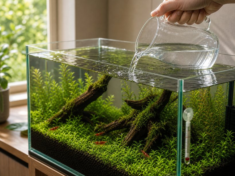 Verdunstetes Wasser im Sommer vorsichtig mit reinem Wasser auffüllen